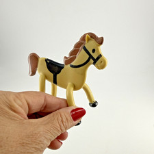 Flexible Bendable Horse Figure Brown Plastic Toy w/Black Saddle Poseable Vintage