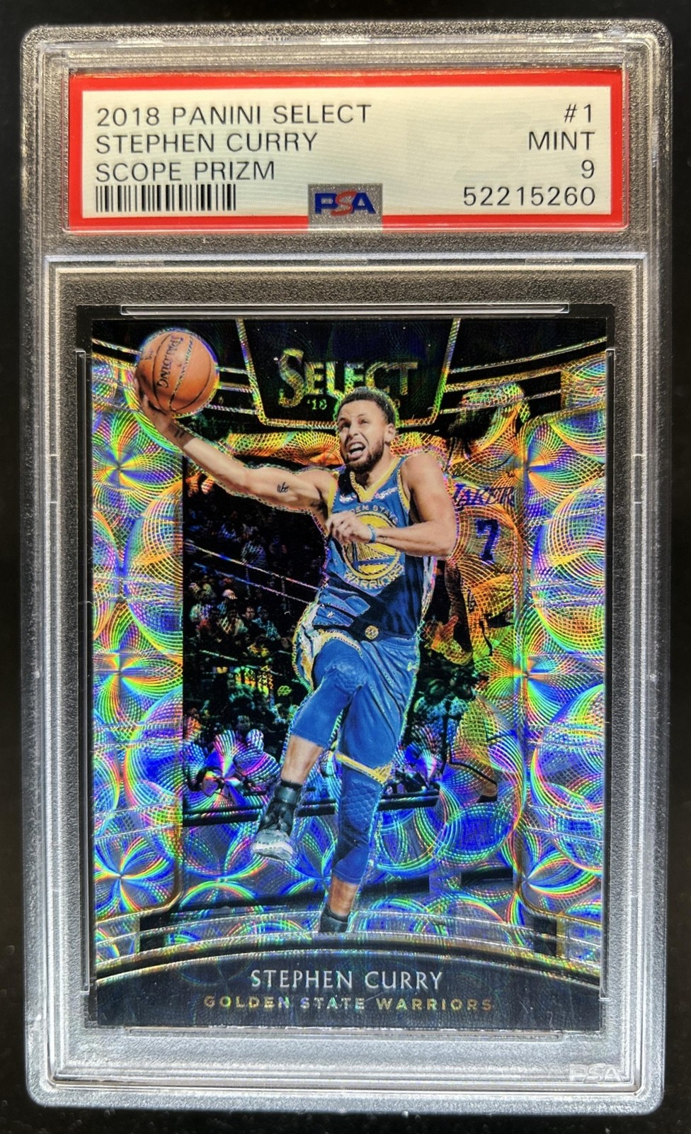 2018-19 Panini Select Stephen Curry Scope Prizm Concourse #1 Warriors PSA 9