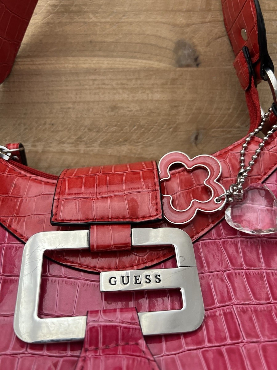 Y2K Vintage GUESS Hot Pink Croc Shoulder Bag | eBay