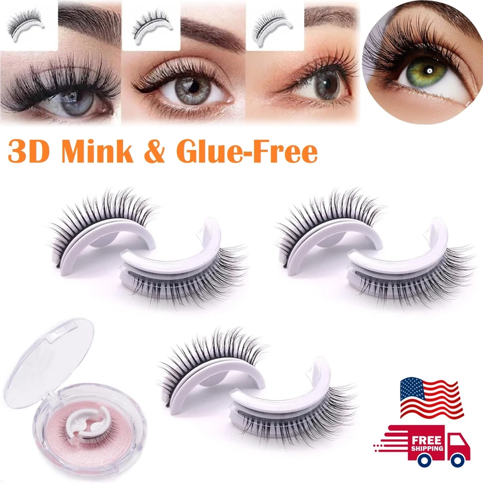 2 piezas pestañas postizas autoadhesivas naturales reutilizables visón 3D sin pegamento Foto 2 de 4