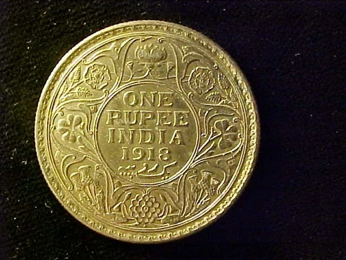 1918 British India One Rupee — photo from the most recent tracked eBay sale