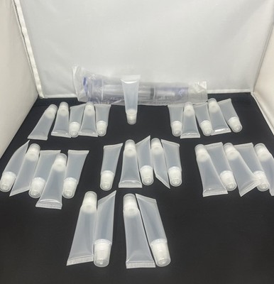 AMORIX 30 Pcs DIY Lip Gloss Balm Tubes 15ml Clear Containers With Syringe