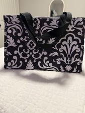 New Thirty One Tote Black/White Small 8X12X5 Canvas Side Pockets