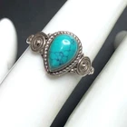 6373 Vintage Sterling silver 925 Tibetan Turquoise ring sz 7
