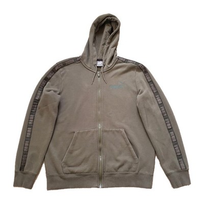 Puma Faded Green Full Zip Size Medium Mens Hooded Sweatshirt
