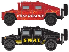 Micro-Trains MTL N-Scale Fire/Police SWAT Humvee Emergency Vehicle 2-pack