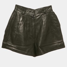Alaia schwarze Leder Plissee Shorts M