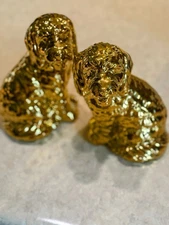 Tabitha Brown Labradoodle Poodle Dog Gold Figurine Bookends