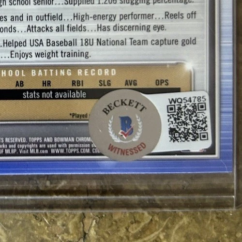 2019 Bowman Draft - Chrome Draft Pick Auto Corbin Carroll #CDA-CC (AU, RC) BGS ✅ - Image 3 of 4