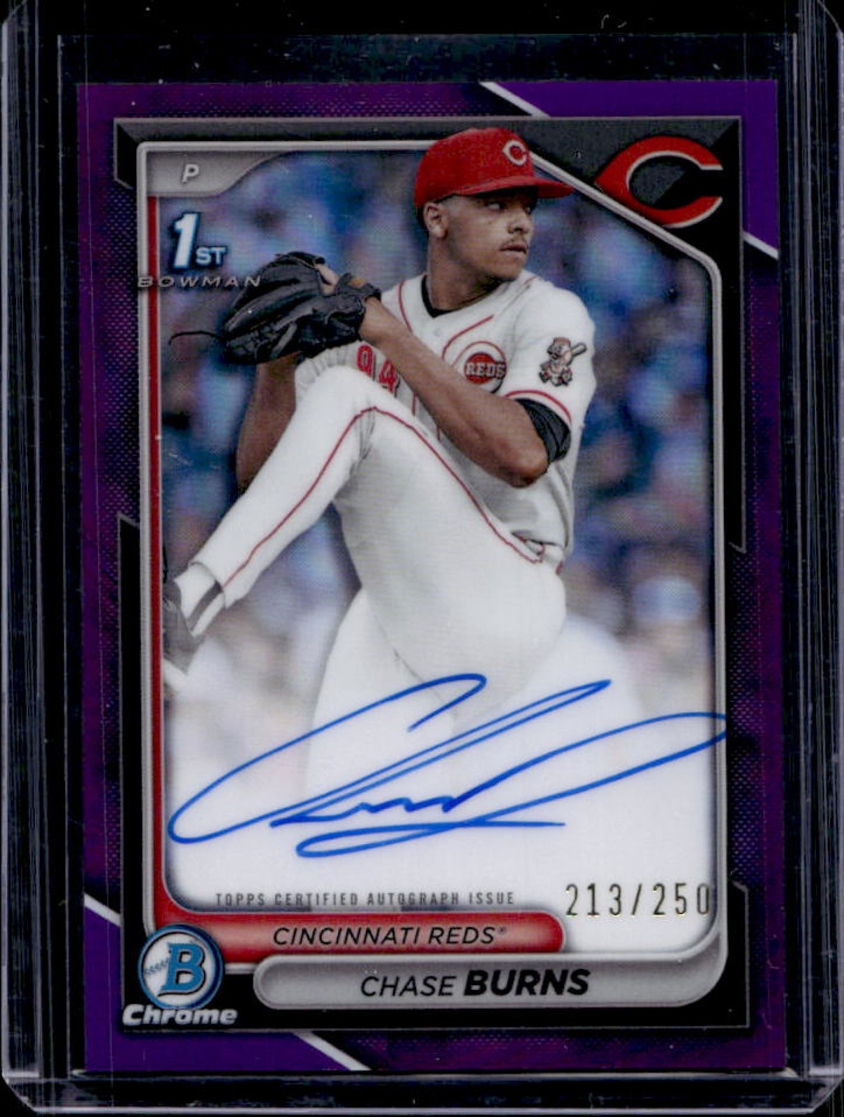 2024 Bowman Draft Chase Burns Chrome Auto Purple Refractor 1st #213/250