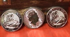 (3 ea) 2021 VALIANT ST GEORGE & Dragon 1 Oz 999.9 Fine Silver Coins