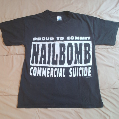 Nailbomb Rare 'Proud to Commit Commercial Suicide' T-Shirt, Black L Vintage
