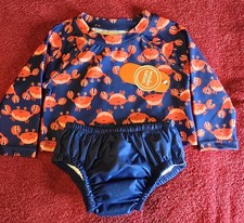 WONDER NATION Sz 6-9M Baby Rash Guard and Diaper Cover Swim set 2-Piece NEW