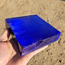 COBALT BLUE Fiber Optic Glass Block Rough for Flintknapping Lapidary 