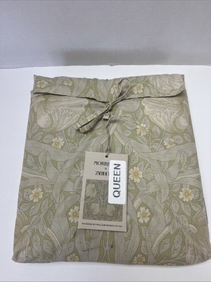 Morris & Co. x Zara Home Green Floral Duvet Cover- QUEEN Cotton Made In Italy