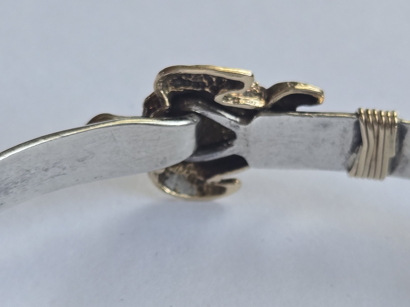 Sterling Silver 14K Solid Gold Turtle Cuff Bracel… - image 11