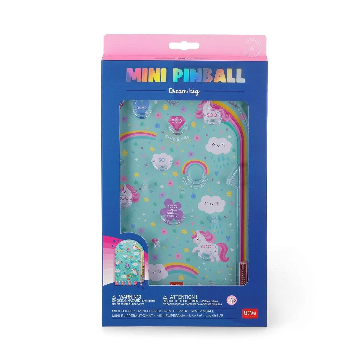 MINI PINBALL flipper portatile UNICORNI dream big LEGAMI gioco