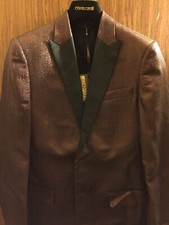 Roberto Cavalli Metallic Burgundy Party Sport Jacket US34 EU44 Made In Italy NWT