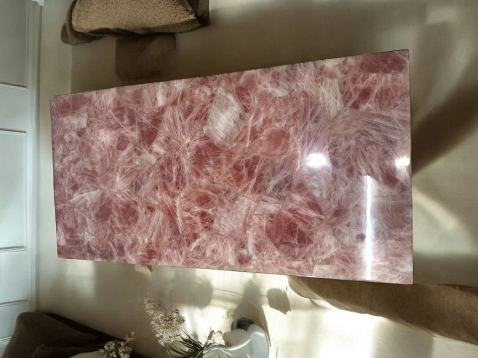 Rose Quartz Stone Sofa Center Dining Table Healing Crystal Luxury Furniture Deco - Image 2 of 4