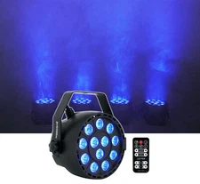 Rockville RockPAR TRI LED RGB Compact Par Can Pro DJ DMX Wash Light+Remote Black
