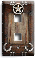 RUSTIC COUNTRY LONE STAR HORSESHOE COWBOY LIGHTSWITCH OUTLET WALL PLATE ROOM ART