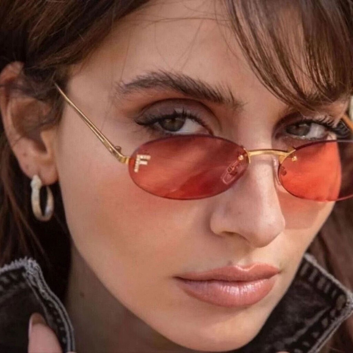 FENDI First FE4075US 30S Crystal Shiny Endura Gold Red Lens