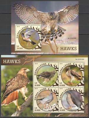 ST437 2016 SIERRA LEONE BIRDS FAUNA HAWKS EAGLES KB+BL MNH STAMPS | eBay