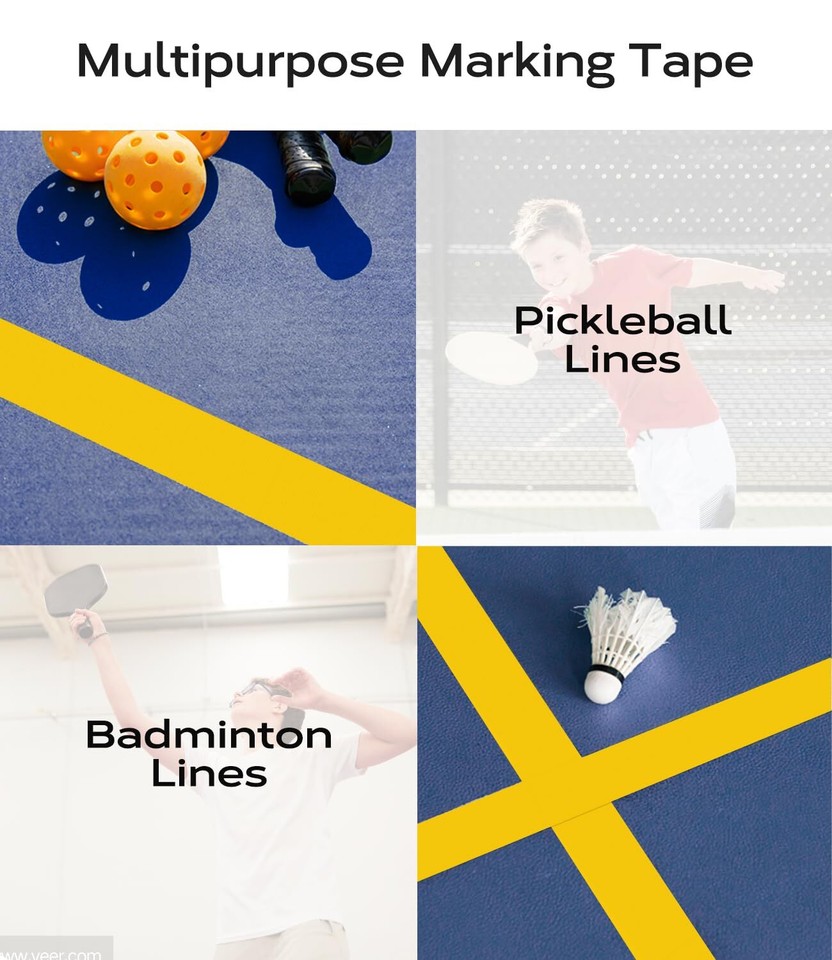 HolderProf Pickleball Lines Outdoor Pickleball Court Tape, 2in x 230FT