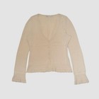Nanette Lepore Beige Pointelle Angora Wool Knit Cardigan Coquette Size Medium