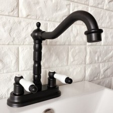 Black Oil Brass 4" Centerset Bathroom Two Holes Basin Faucet Sink Tap shg068
