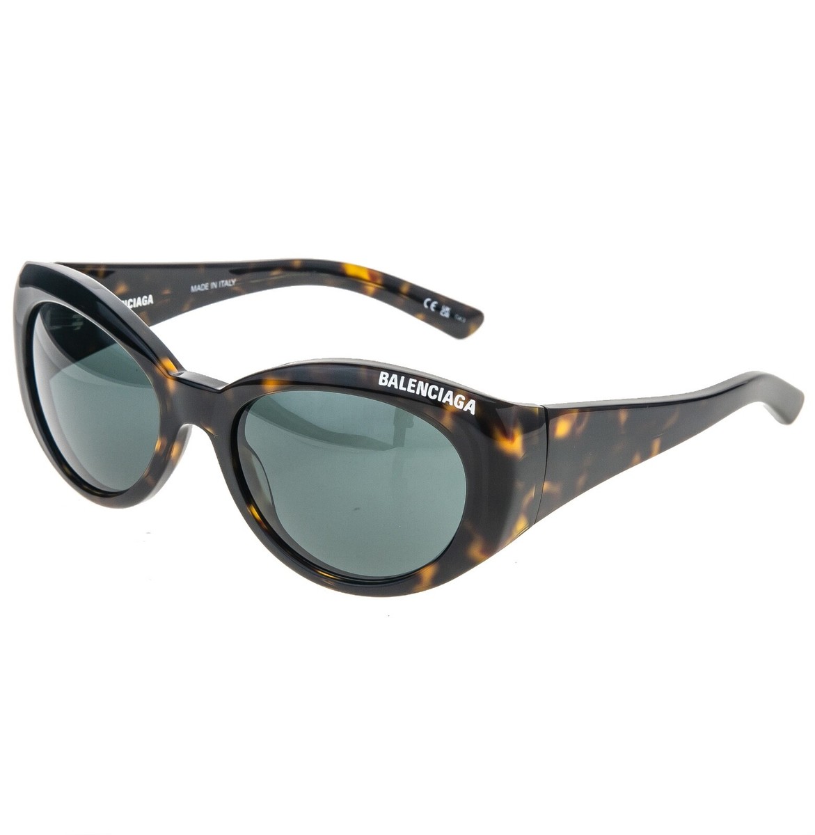 BALENCIAGA Oval 0267 Brown Havana Fashion Logo Sunglasses BB0267S