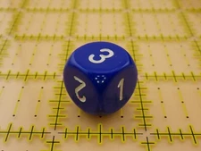 Opaque Blue with White D3 Die Dice (1-3 Six Sided) Tabletop Gaming RPG Supply