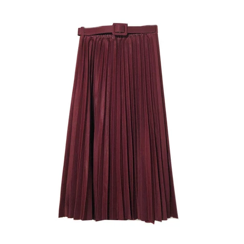 Damenmode Mittellang A-Linie Faltenrock Dame Langes Kleid Elegant Büro - Bild 7 von 29
