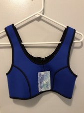 Akela Surf Womens Reversible Black/Blue Neoprene Bikini Top Size Large NWT