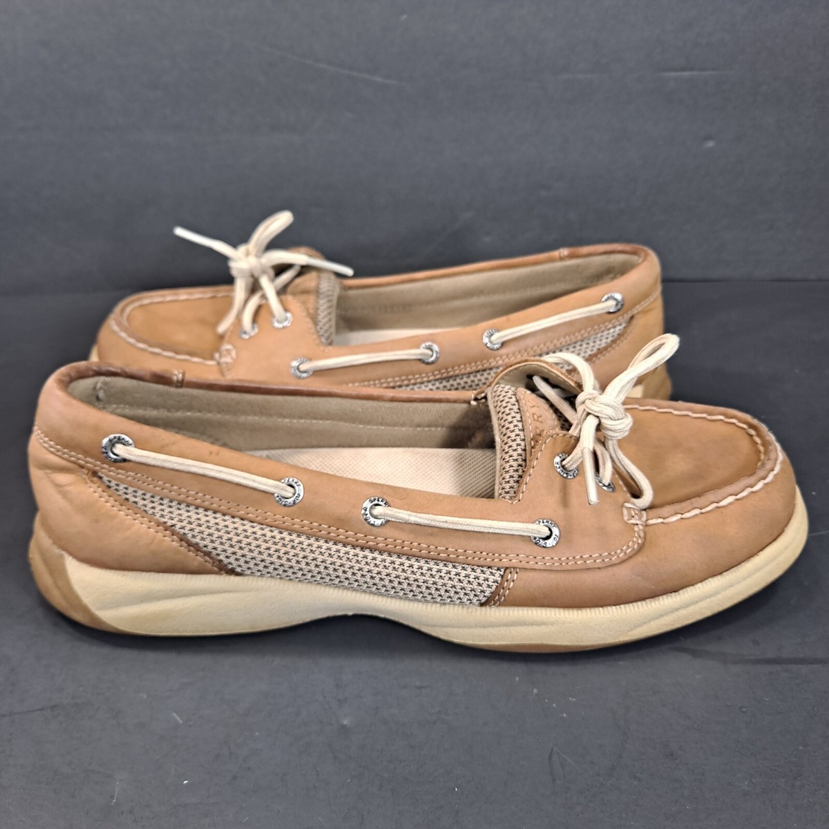 Sperry Top Slider Light Tan Beige Loafers Slip On Lace  display picture 1