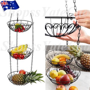 3 Tier Hanging Basket Storage Kitchen Fruit Vegetable Bathroom
