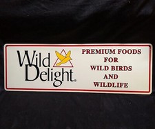 24" WILD DELIGHT BIRD FOOD SIGN advertising wildlife feeding wall decor art vtg