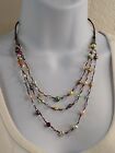 of Beads & Loop Close - 16" Braided String Necklace w/ Multicolor Triple Strand