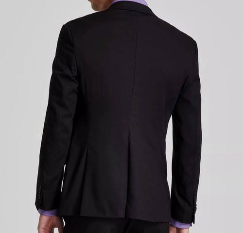 $397 Kenneth Cole Uomo Nero Techni-Cole Slim Fit 2 Pezzi Giacca Pantaloni Tuta 36S - Foto 4 di 6