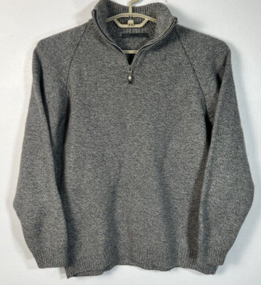 Strellson Men's Small Grey Heather Merino Wool Blend 1/4 Zip Pullover Sweater