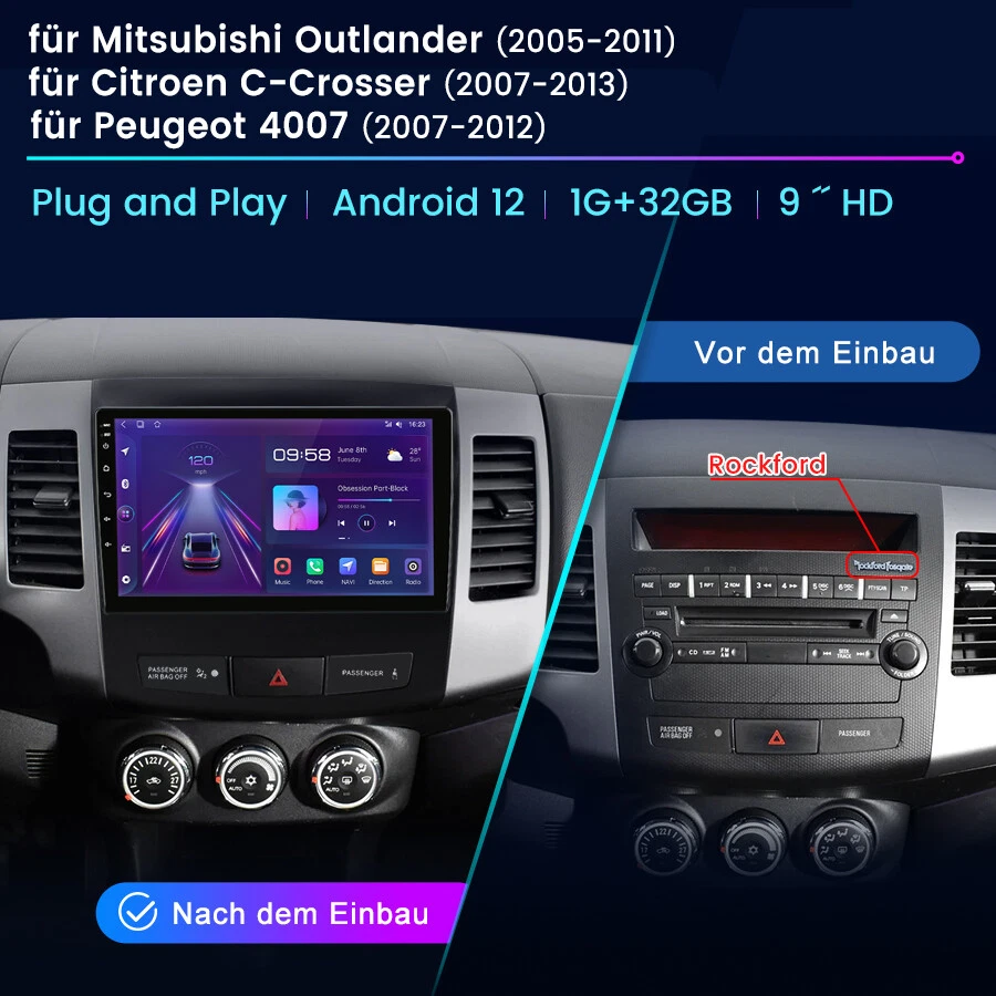 6+128GB für Mitsubishi Outlander 2005-2011 Android 13 Autoradio CarPlay GPS Navi - Bild 2 von 4