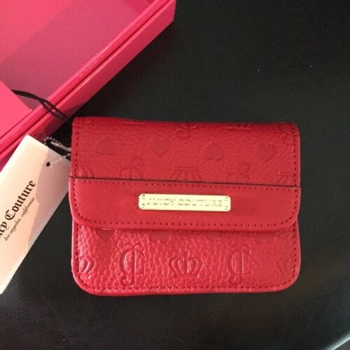 New Juicy Couture Shine Dynasty Red Snap over Wallet Embossed 
