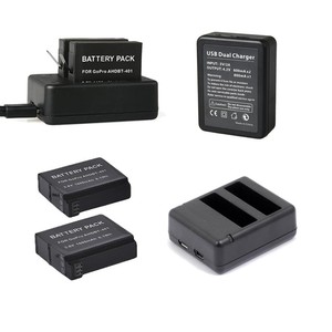 1160mah Ahdbt 401 Battery Dual Charger For Gopro Hero 4 Hd Black