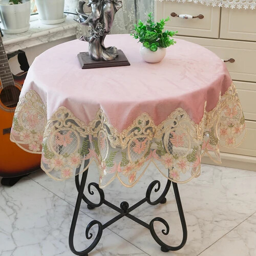 Spitze Tischdecke Pastoral Rund Esstisch Abdeckung Home Stickerei Tischdeko - Bild 22 von 42