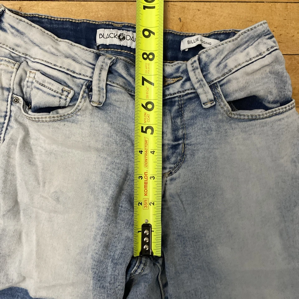 Black Daisy Juniors Talla 3/26 Billie Jeggings Lavado Ácido Parches Elásticos Foto 4 de 4