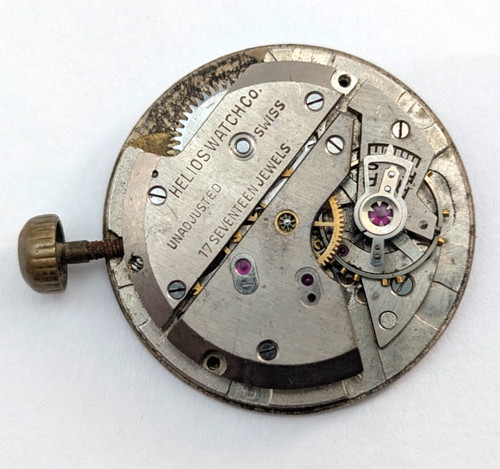 HELIOS WWII Era Military Style Field Watch 17 Jewels 26mm Movement PARTS REPAIR