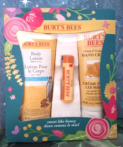 BURT'S BEES SWEET LIKE HONEY TRIO SET BODY LOTION HAND CREAM LIP BALM