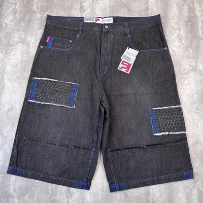 Vintage Pepe Jean Shorts Mens 42 Black Patchwork Baggy Distressed Bruno Y2K NWT - Image 1 of 4