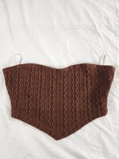 SHEIN Women  s Knit Tube Top Size M Brown Strapless Sweater Corset Style Crop Top