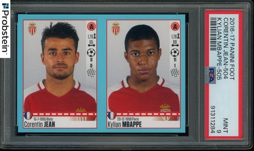 2016-17 Panini Foot Soccer Kylian Mbappe RC Rookie Corentin Jean PSA 9 MINT